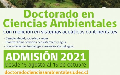INICIO POSTULACIONES AÑO 2021 DOCTORADO EN CIENCIAS AMBIENTALES